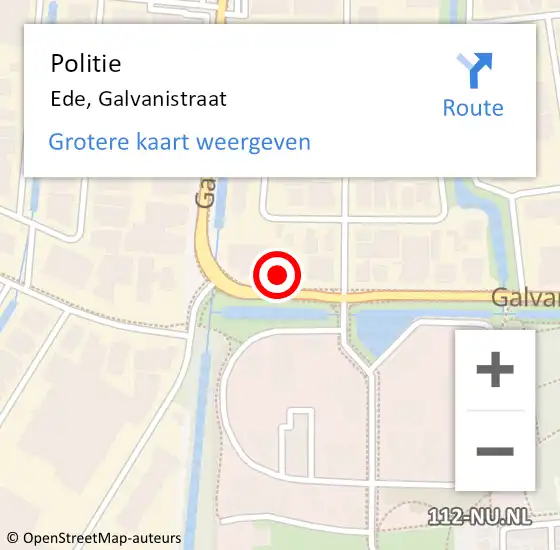 Locatie op kaart van de 112 melding: Politie Ede, Galvanistraat op 2 juli 2024 07:33