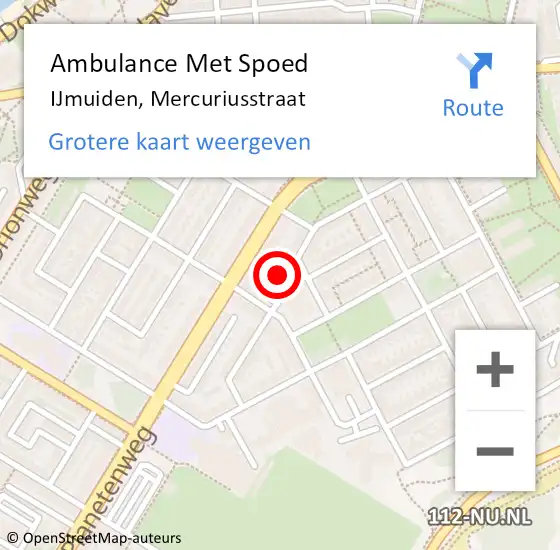 Locatie op kaart van de 112 melding: Ambulance Met Spoed Naar IJmuiden, Mercuriusstraat op 2 juli 2024 07:39