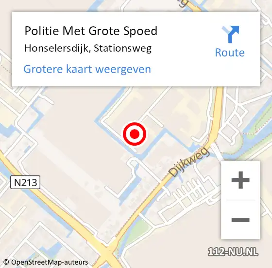 Locatie op kaart van de 112 melding: Politie Met Grote Spoed Naar Honselersdijk, Stationsweg op 2 juli 2024 07:46