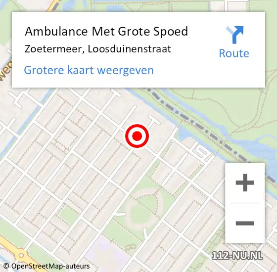 Locatie op kaart van de 112 melding: Ambulance Met Grote Spoed Naar Zoetermeer, Loosduinenstraat op 2 juli 2024 07:54