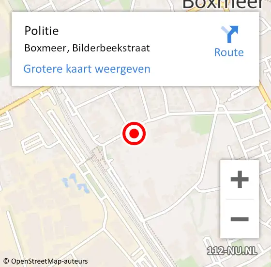 Locatie op kaart van de 112 melding: Politie Boxmeer, Bilderbeekstraat op 2 juli 2024 07:59