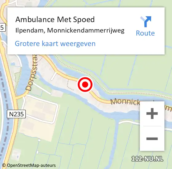 Locatie op kaart van de 112 melding: Ambulance Met Spoed Naar Ilpendam, Monnickendammerrijweg op 2 juli 2024 08:09