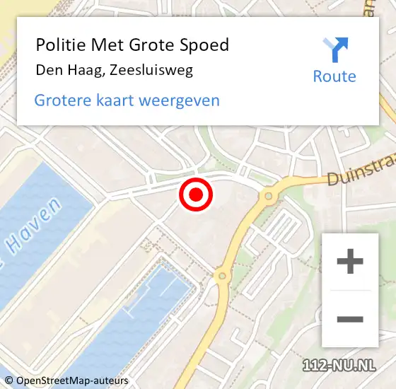 Locatie op kaart van de 112 melding: Politie Met Grote Spoed Naar Den Haag, Zeesluisweg op 2 juli 2024 08:10