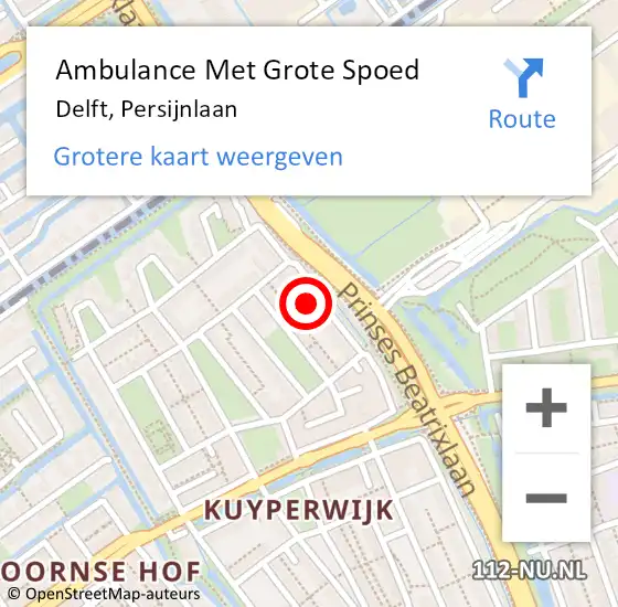 Locatie op kaart van de 112 melding: Ambulance Met Grote Spoed Naar Delft, Persijnlaan op 2 juli 2024 08:11