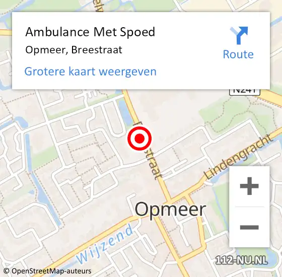 Locatie op kaart van de 112 melding: Ambulance Met Spoed Naar Opmeer, Breestraat op 2 juli 2024 08:15