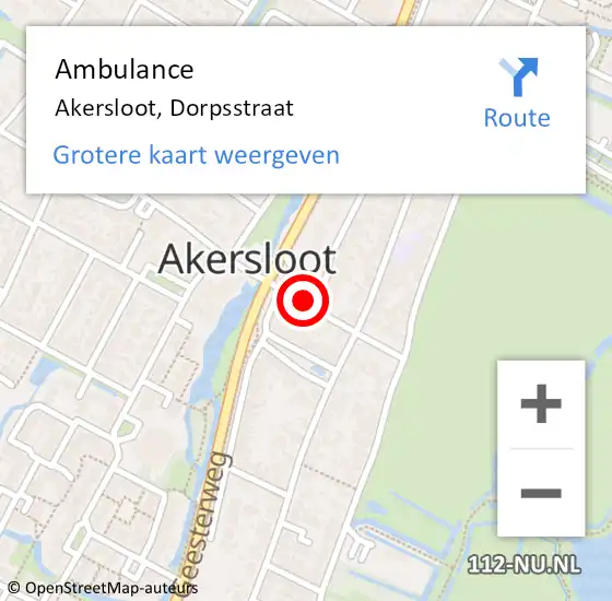 Locatie op kaart van de 112 melding: Ambulance Akersloot, Dorpsstraat op 2 juli 2024 08:16