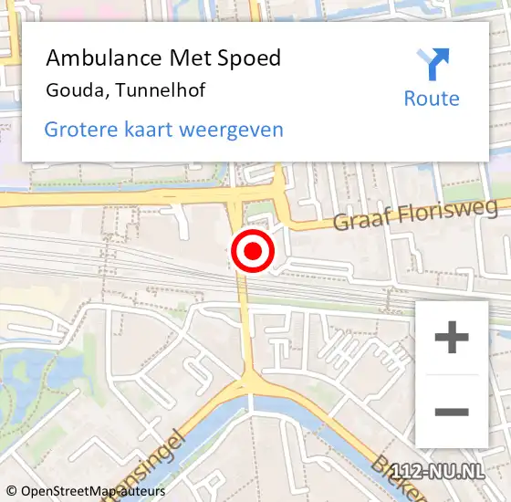 Locatie op kaart van de 112 melding: Ambulance Met Spoed Naar Gouda, Tunnelhof op 2 juli 2024 08:22