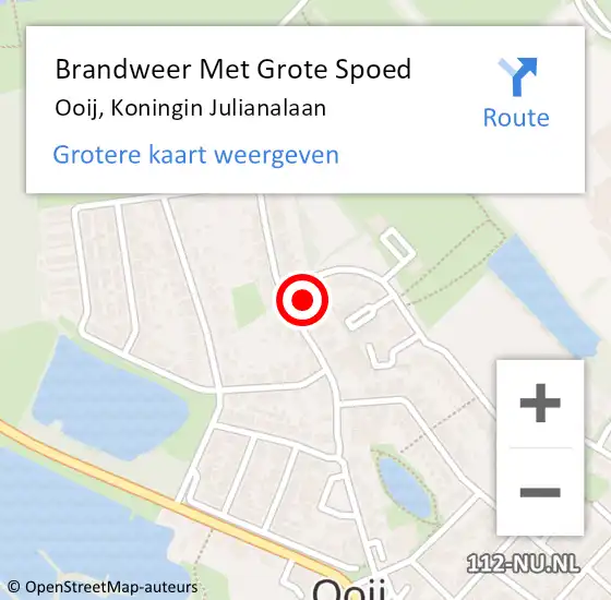 Locatie op kaart van de 112 melding: Brandweer Met Grote Spoed Naar Ooij, Koningin Julianalaan op 2 juli 2024 08:33