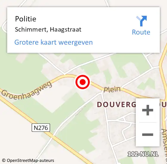 Locatie op kaart van de 112 melding: Politie Schimmert, Haagstraat op 2 juli 2024 08:42