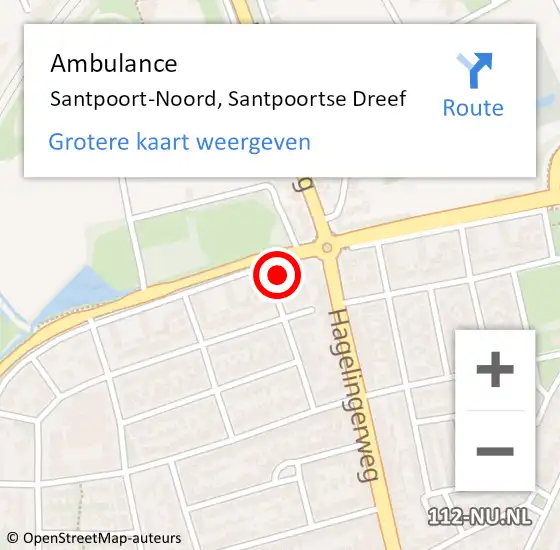 Locatie op kaart van de 112 melding: Ambulance Santpoort-Noord, Santpoortse Dreef op 2 juli 2024 08:51