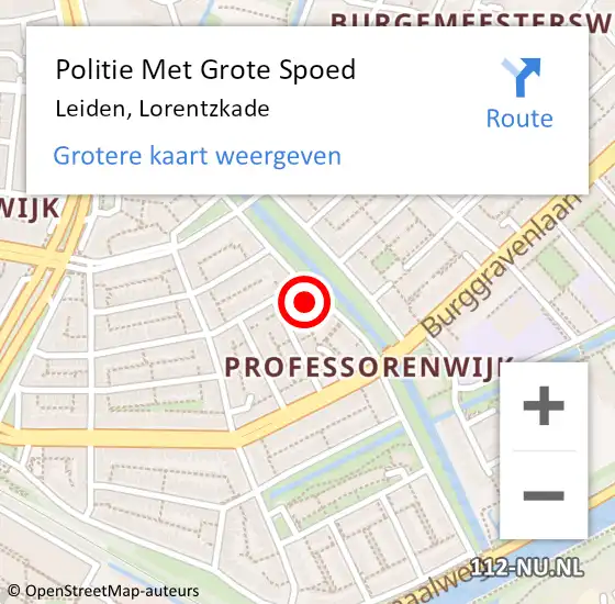 Locatie op kaart van de 112 melding: Politie Met Grote Spoed Naar Leiden, Lorentzkade op 2 juli 2024 08:54