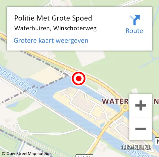 Locatie op kaart van de 112 melding: Politie Met Grote Spoed Naar Waterhuizen, Winschoterweg op 2 juli 2024 08:57