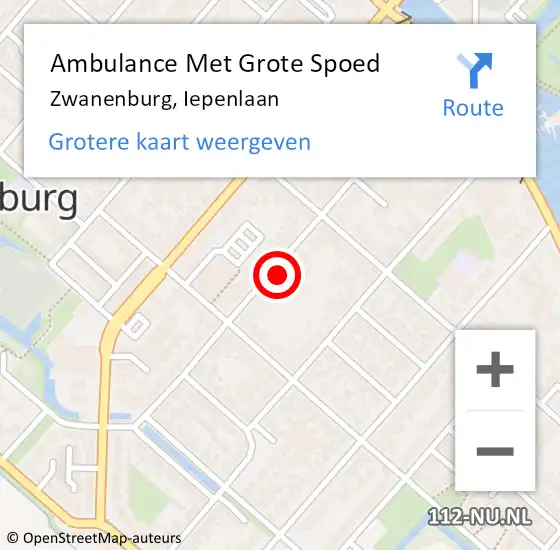 Locatie op kaart van de 112 melding: Ambulance Met Grote Spoed Naar Zwanenburg, Iepenlaan op 2 juli 2024 09:06