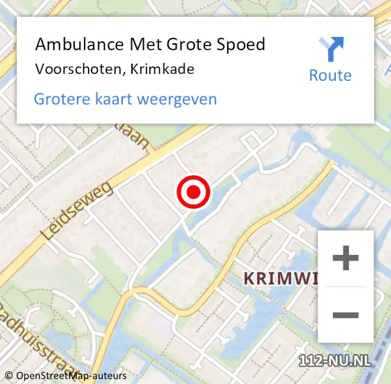 Locatie op kaart van de 112 melding: Ambulance Met Grote Spoed Naar Voorschoten, Krimkade op 2 juli 2024 09:09