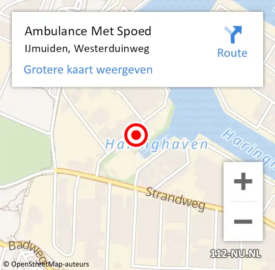 Locatie op kaart van de 112 melding: Ambulance Met Spoed Naar IJmuiden, Westerduinweg op 2 juli 2024 09:13