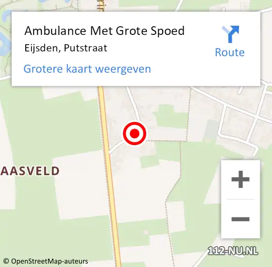 Locatie op kaart van de 112 melding: Ambulance Met Grote Spoed Naar Eijsden, Putstraat op 11 oktober 2014 15:04