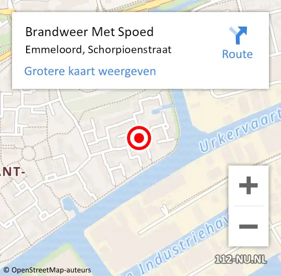 Locatie op kaart van de 112 melding: Brandweer Met Spoed Naar Emmeloord, Schorpioenstraat op 2 juli 2024 09:29