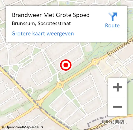 Locatie op kaart van de 112 melding: Brandweer Met Grote Spoed Naar Brunssum, Socratesstraat op 2 juli 2024 09:51