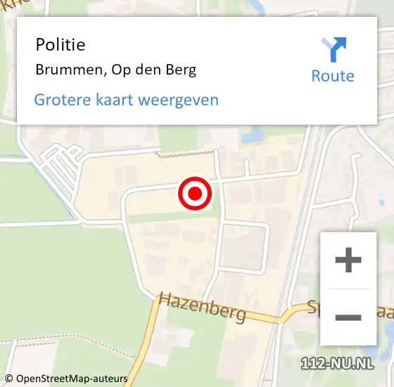 Locatie op kaart van de 112 melding: Politie Brummen, Op den Berg op 2 juli 2024 09:57