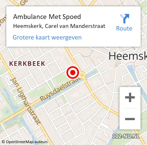 Locatie op kaart van de 112 melding: Ambulance Met Spoed Naar Heemskerk, Carel van Manderstraat op 2 juli 2024 09:59