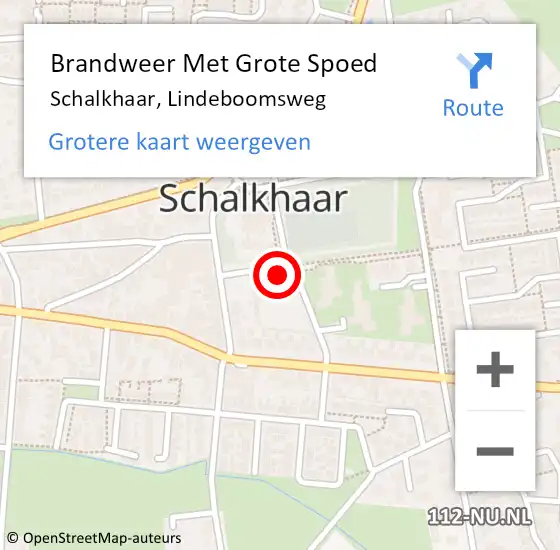 Locatie op kaart van de 112 melding: Brandweer Met Grote Spoed Naar Schalkhaar, Lindeboomsweg op 11 oktober 2014 15:09