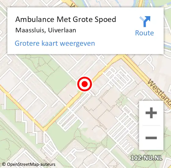 Locatie op kaart van de 112 melding: Ambulance Met Grote Spoed Naar Maassluis, Uiverlaan op 2 juli 2024 10:04