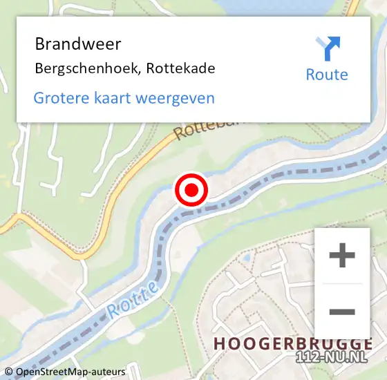 Locatie op kaart van de 112 melding: Brandweer Bergschenhoek, Rottekade op 2 juli 2024 10:05