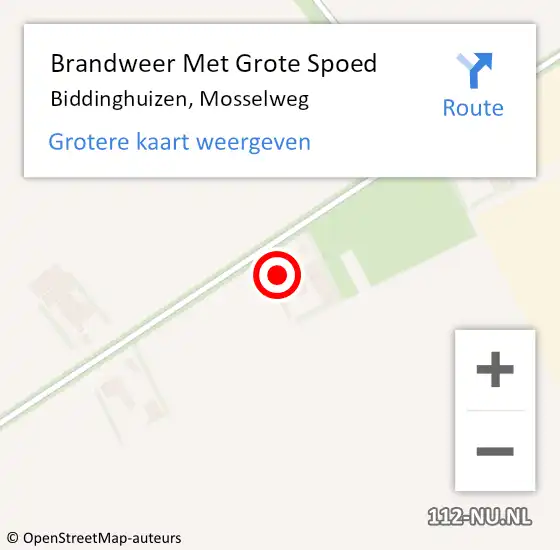 Locatie op kaart van de 112 melding: Brandweer Met Grote Spoed Naar Biddinghuizen, Mosselweg op 2 juli 2024 10:11