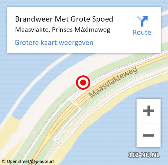 Locatie op kaart van de 112 melding: Brandweer Met Grote Spoed Naar Maasvlakte, Prinses Máximaweg op 2 juli 2024 10:13