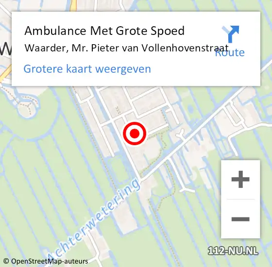 Locatie op kaart van de 112 melding: Ambulance Met Grote Spoed Naar Waarder, Mr. Pieter van Vollenhovenstraat op 2 juli 2024 10:20