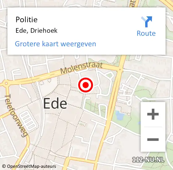 Locatie op kaart van de 112 melding: Politie Ede, Driehoek op 2 juli 2024 10:28