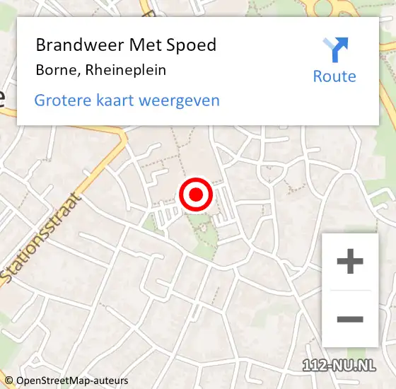 Locatie op kaart van de 112 melding: Brandweer Met Spoed Naar Borne, Rheineplein op 2 juli 2024 10:29