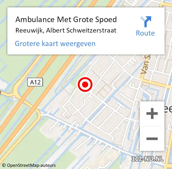 Locatie op kaart van de 112 melding: Ambulance Met Grote Spoed Naar Reeuwijk, Albert Schweitzerstraat op 2 juli 2024 10:39