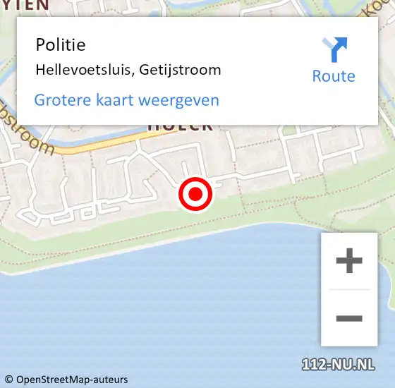 Locatie op kaart van de 112 melding: Politie Hellevoetsluis, Getijstroom op 2 juli 2024 10:53