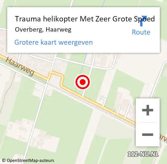 Locatie op kaart van de 112 melding: Trauma helikopter Met Zeer Grote Spoed Naar Overberg, Haarweg op 2 juli 2024 11:01