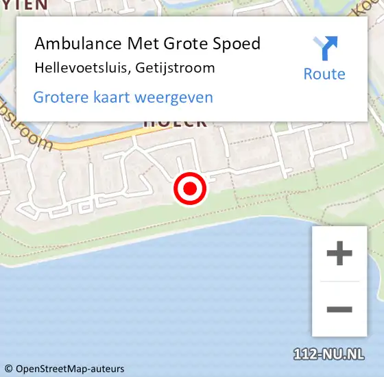 Locatie op kaart van de 112 melding: Ambulance Met Grote Spoed Naar Hellevoetsluis, Getijstroom op 2 juli 2024 11:02