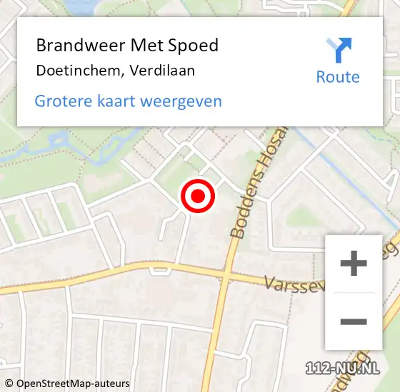 Locatie op kaart van de 112 melding: Brandweer Met Spoed Naar Doetinchem, Verdilaan op 2 juli 2024 11:04