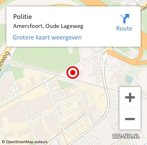 Locatie op kaart van de 112 melding: Politie Amersfoort, Oude Lageweg op 2 juli 2024 11:08