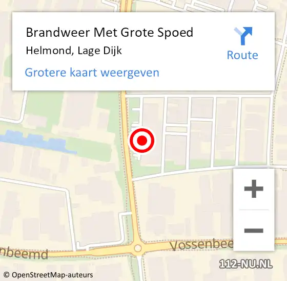 Locatie op kaart van de 112 melding: Brandweer Met Grote Spoed Naar Helmond, Lage Dijk op 2 juli 2024 11:23