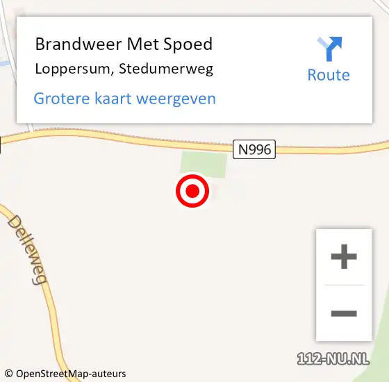 Locatie op kaart van de 112 melding: Brandweer Met Spoed Naar Loppersum, Stedumerweg op 2 juli 2024 11:24