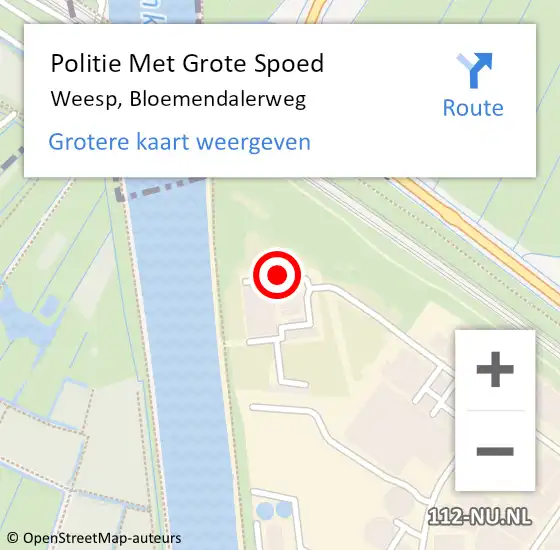 Locatie op kaart van de 112 melding: Politie Met Grote Spoed Naar Weesp, Bloemendalerweg op 2 juli 2024 11:29