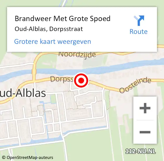 Locatie op kaart van de 112 melding: Brandweer Met Grote Spoed Naar Oud-Alblas, Dorpsstraat op 2 juli 2024 11:46