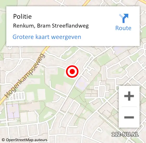 Locatie op kaart van de 112 melding: Politie Renkum, Bram Streeflandweg op 2 juli 2024 11:47