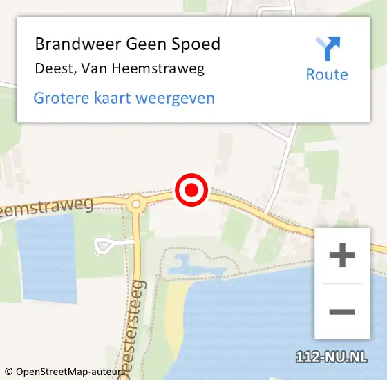 Locatie op kaart van de 112 melding: Brandweer Geen Spoed Naar Deest, Van Heemstraweg op 2 juli 2024 11:52