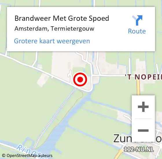 Locatie op kaart van de 112 melding: Brandweer Met Grote Spoed Naar Amsterdam, Termietergouw op 2 juli 2024 12:07