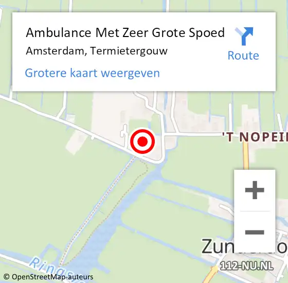 Locatie op kaart van de 112 melding: Ambulance Met Zeer Grote Spoed Naar Amsterdam, Termietergouw op 2 juli 2024 12:08