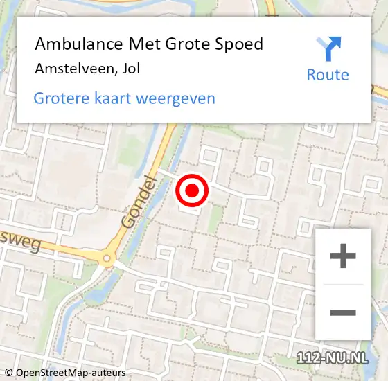 Locatie op kaart van de 112 melding: Ambulance Met Grote Spoed Naar Amstelveen, Jol op 2 juli 2024 12:27