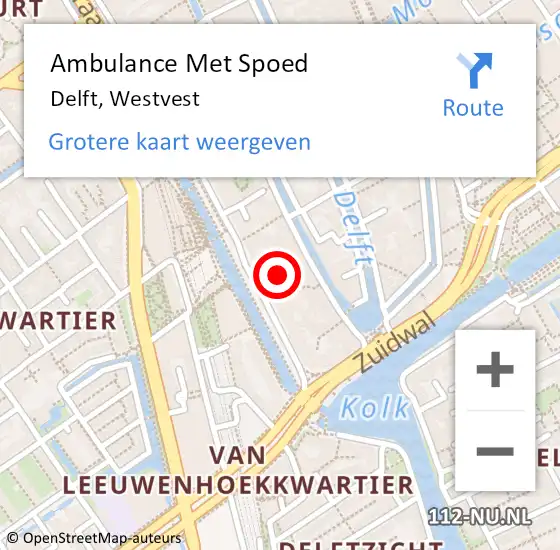 Locatie op kaart van de 112 melding: Ambulance Met Spoed Naar Delft, Westvest op 2 juli 2024 12:31