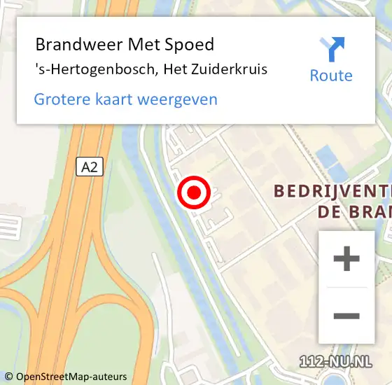 Locatie op kaart van de 112 melding: Brandweer Met Spoed Naar 's-Hertogenbosch, Het Zuiderkruis op 2 juli 2024 12:33