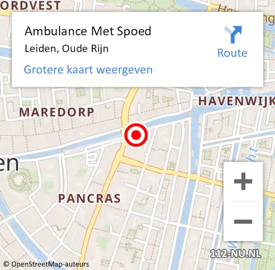 Locatie op kaart van de 112 melding: Ambulance Met Spoed Naar Leiden, Oude Rijn op 2 juli 2024 12:36